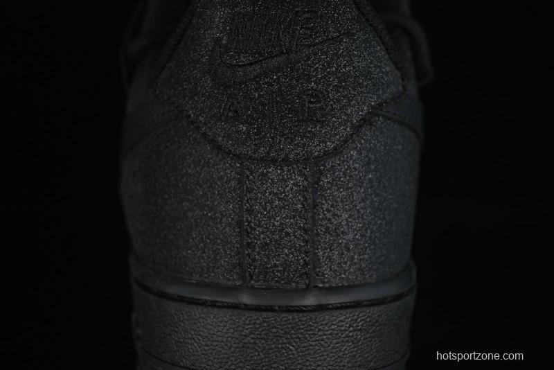 Nike Air Force 1 '07 Low Cleanfit High Street Retro Style All Black Star-Studded Diamond Accents Lace-Up Low-Top Casual Sneakers - ZH0316-030