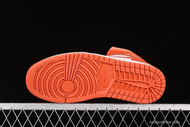 Nike Air Jordan 1 Mid Basketball Shoes in White and Orange Colorway - BQ6472-108