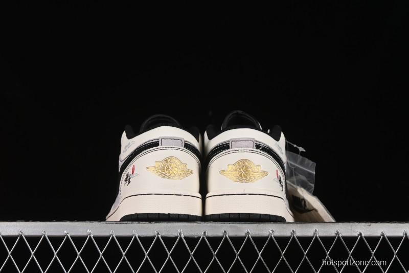Nike Air Jordan 1 Low Retro Basketball Shoes Custom Black Myth Wukong Design - SJ9950-042