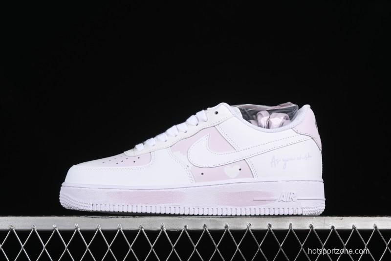 Nike Air Force 1 '07 Low Casual Sneakers with Anime-inspired White Pink Purple Spray Paint Design - CW2288-111