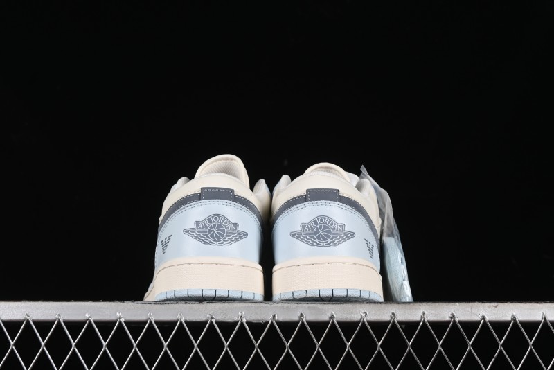 Nike Air Jordan 1 Low Retro Basketball Shoes - Giorgio Armani Collaboration Ice Blue - WG8850-012
