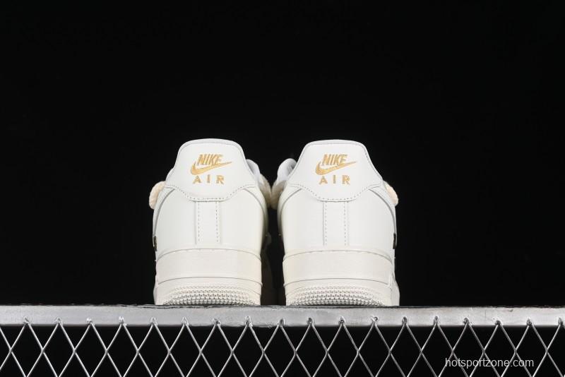Nike Air Force 1 '07 Low Beige Deconstructed Swoosh Casual Sneakers - FX3654-111