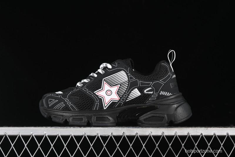 Dior Chrono Round Toe Lace-Up Lifestyle Casual Running Sneakers - 6865 WHITE BLACK