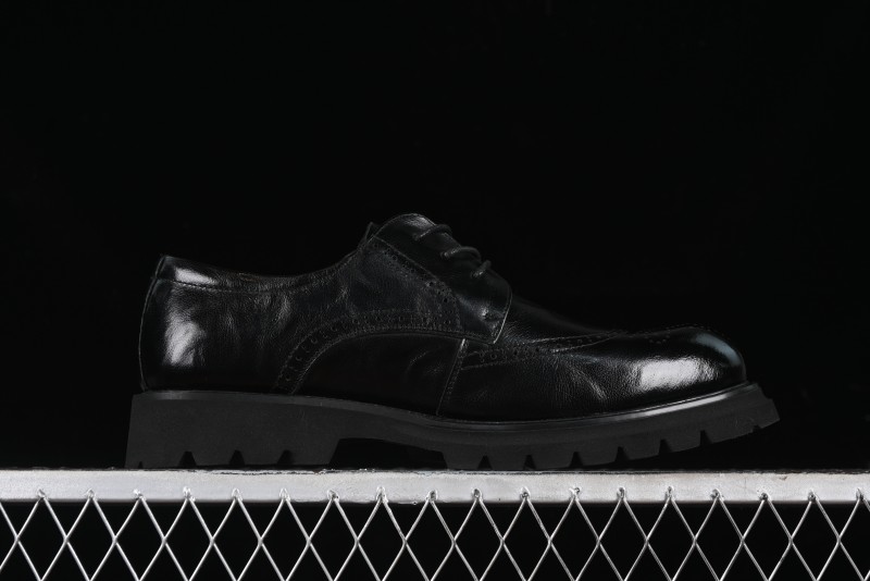 Ecco Block Brogue Business Derby Round Toe Genuine Leather Dress Shoes - 63667201001