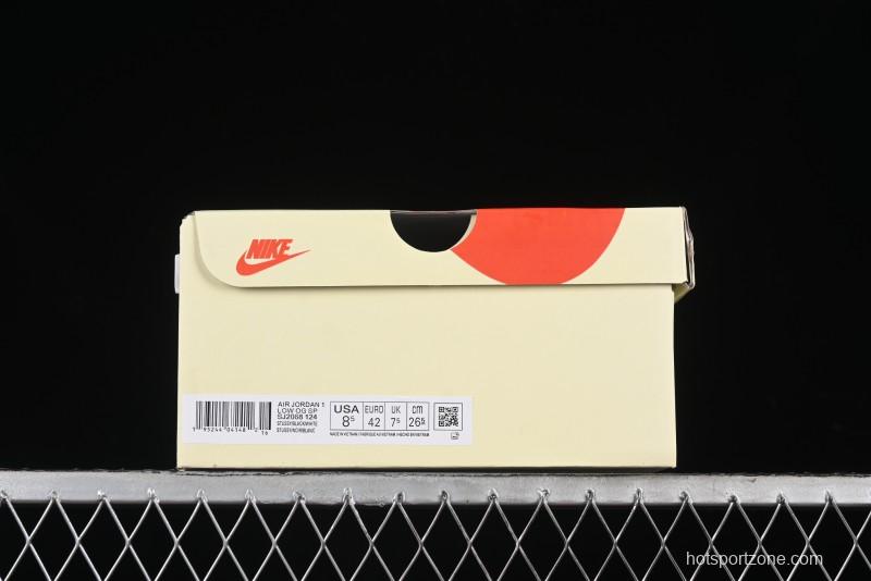 Nike Travis Scott x Fragment Design x Air Jordan 1 Low OG SP AJ1 Supreme Stussy Collaboration - Red Tab Black Warrior Low Top Casual Sneakers - SJ2068-124