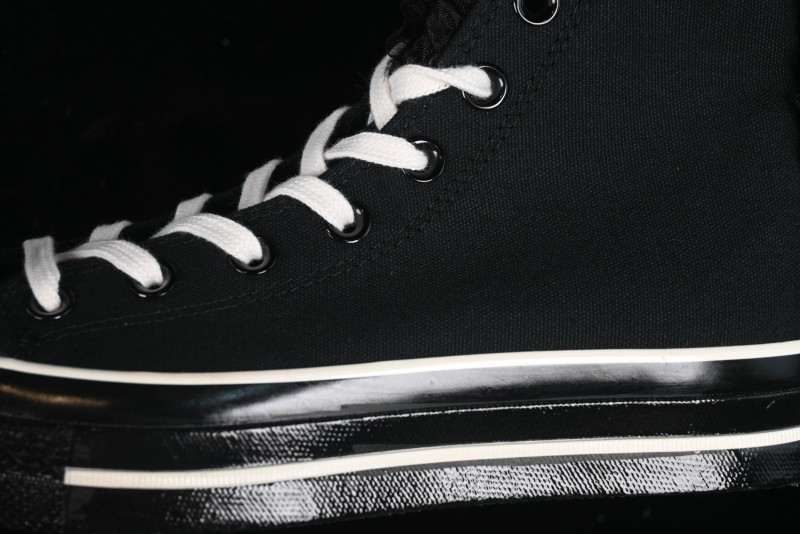 Converse Chuck 1970s High Top Canvas Shoes in Black Lace Punk Style - A10026C