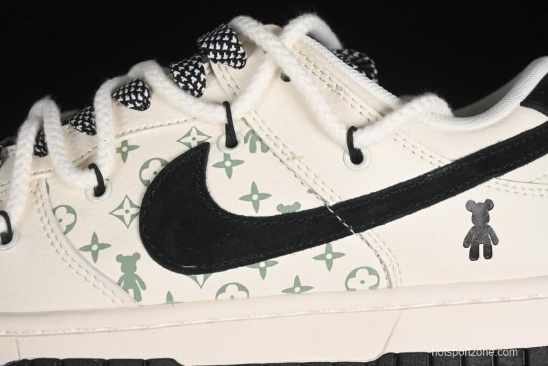 Nike SB Dunk Low Violent Bear Series - Lace-Up Beige with Black Swoosh Anniversary High-End Custom Low-Top Casual Sneakers - SJ2068-291