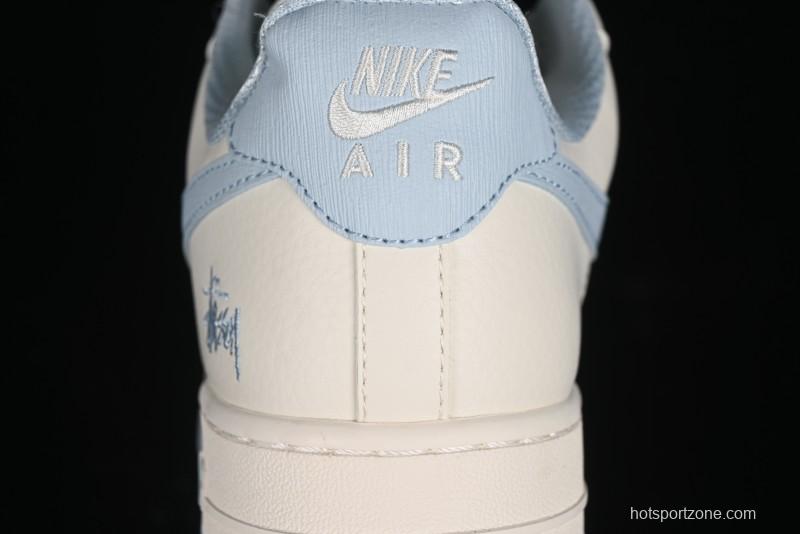 Nike Air Force 1 '07 Low Stussy Collaboration - Off White Elegant Blue Low-Top Casual Sneakers - XZ3328-002