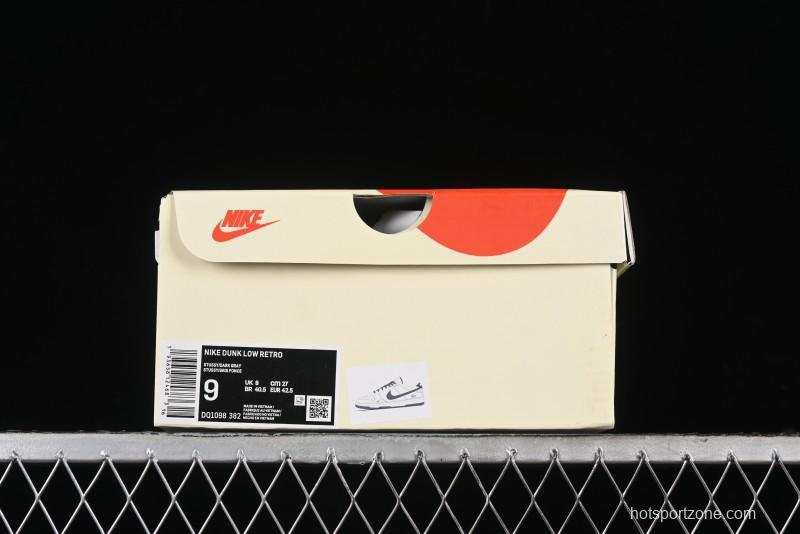 Nike SB Dunk Low Stussy Collaboration - Off White Dark Grey Swoosh Anniversary Custom Low-Top Casual Skate Shoes - DQ1098-382