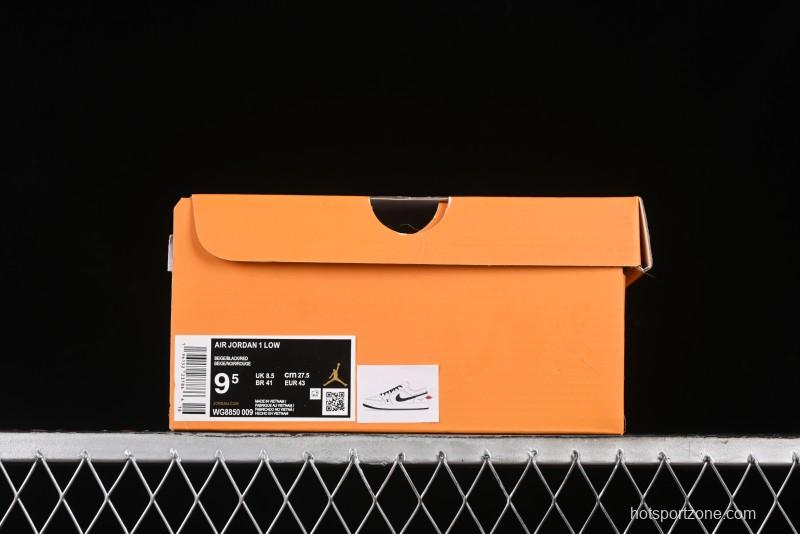 Nike Air Jordan 1 Low AJ1 LV Collaboration - Printed Dark Blue Swoosh High-End Custom Retro Basketball Shoes - WG8850-009