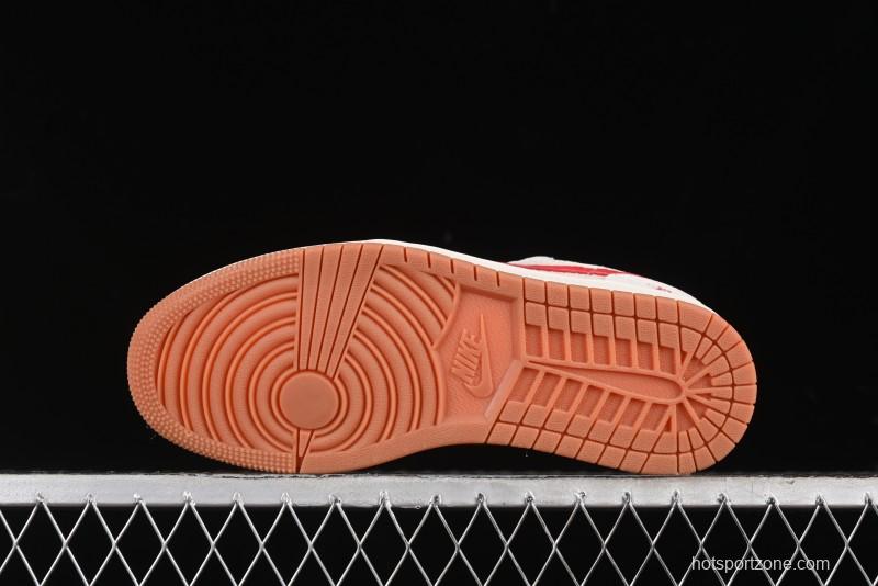 Nike Air Jordan 1 Low Stussy Collaboration - Pink Pig Retro Low-Top Basketball Shoes - SJ9950-023