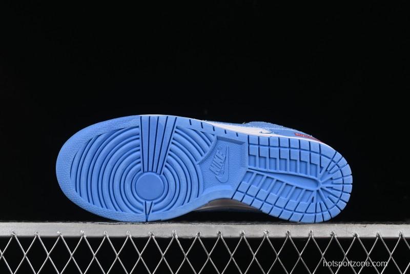 Nike SB Dunk Low Supreme Collaboration - Woven Blue Swoosh Anniversary Custom Low-Top Casual Skate Shoes - KK1888-015