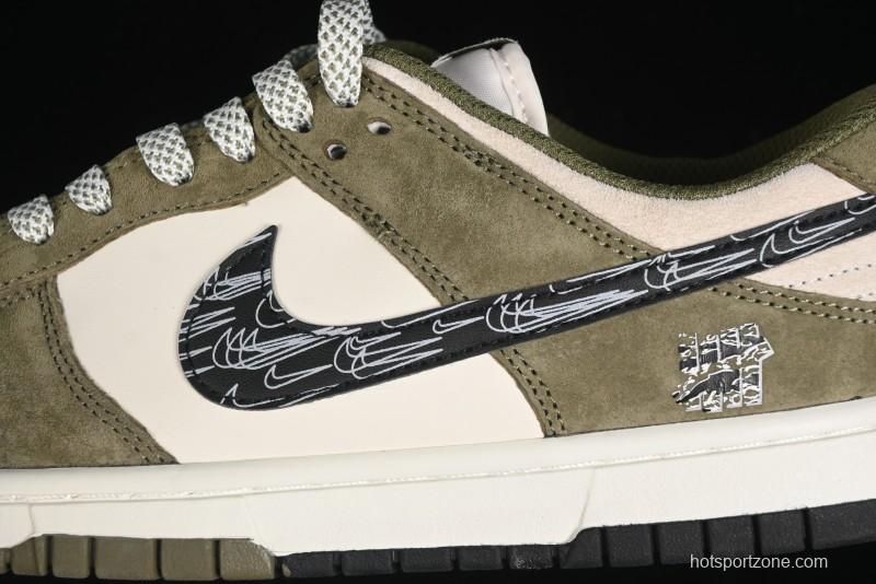 Nike SB Dunk Low UN Phantom Military Green Black Swoosh Anniversary Custom Low-Top Casual Skate Shoes - DJ2024-037