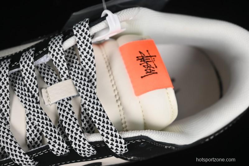 Nike SB Dunk Low Stussy Collaboration - Patchwork Cream Black Swoosh Anniversary Custom Low-Top Casual Skate Shoes - MM1089-023