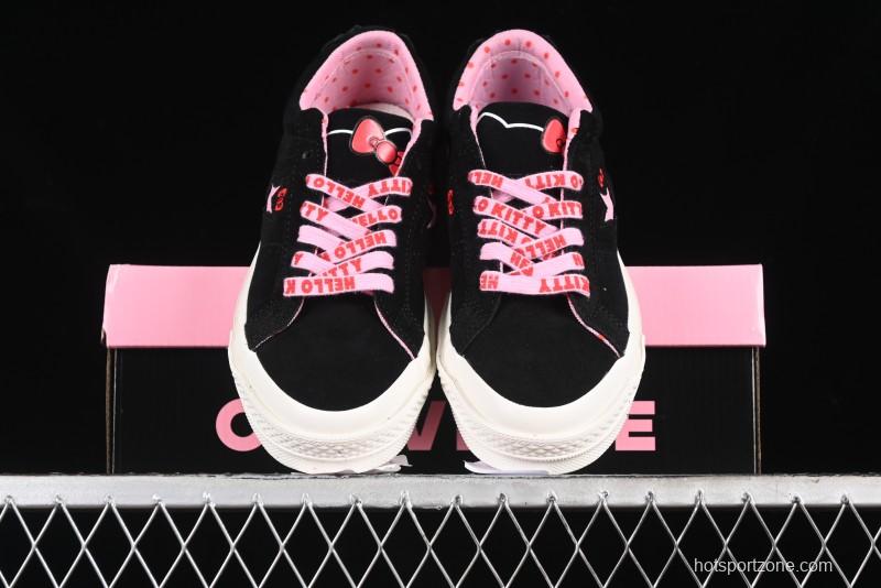 Converse One Star Hello Kitty Collaboration Low-Top Casual Sneakers with Embroidered Bow - 362940C
