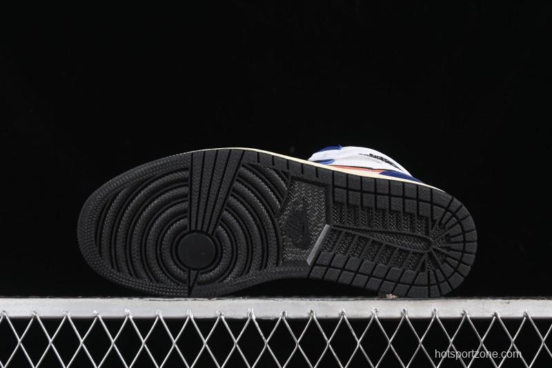 Nike Air Jordan 1 Retro High Basketball Shoes in White Deep Royal Blue - DZ5485-100