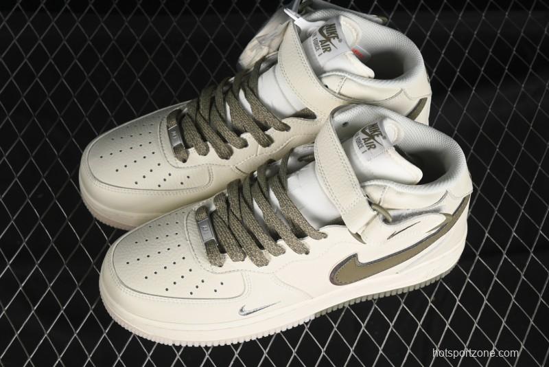 Nike Air Force 1 '07 Mid Military Green Dual-Color Sole Starlight Retro Sneakers - XL0236-231