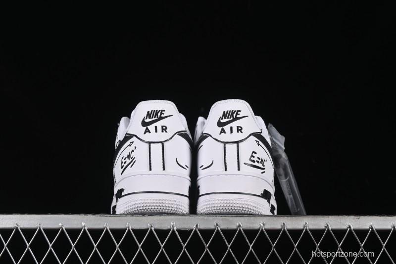 Nike Air Force 1 '07 Low Custom Casual Sneakers with Black and White Manga-Style Hand-Drawn Function Formulas - CT7724-111