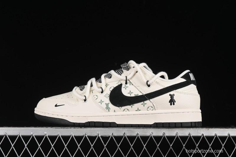Nike SB Dunk Low Violent Bear Series - Lace-Up Beige with Black Swoosh Anniversary High-End Custom Low-Top Casual Sneakers - SJ2068-291