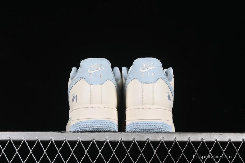 Nike Air Force 1 '07 Low Stussy Collaboration - Off White Elegant Blue Low-Top Casual Sneakers - XZ3328-002