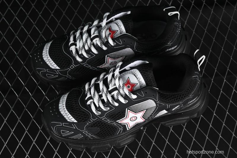 Dior Chrono Round Toe Lace-Up Lifestyle Casual Running Sneakers - 6865 WHITE BLACK