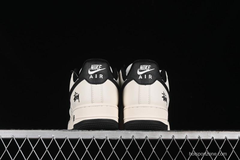 Nike Air Force 1 '07 Low Stussy Collaboration - White Black Low-Top Casual Sneakers - XZ3328-001