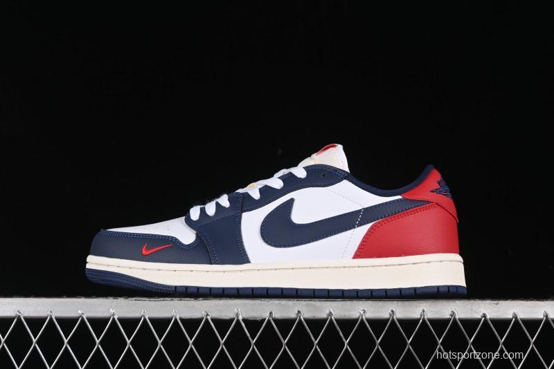 Nike Air Jordan 1 Low OG "Howard University" Casual Sneakers with Blue Toe and Red Heel - HQ2993-100