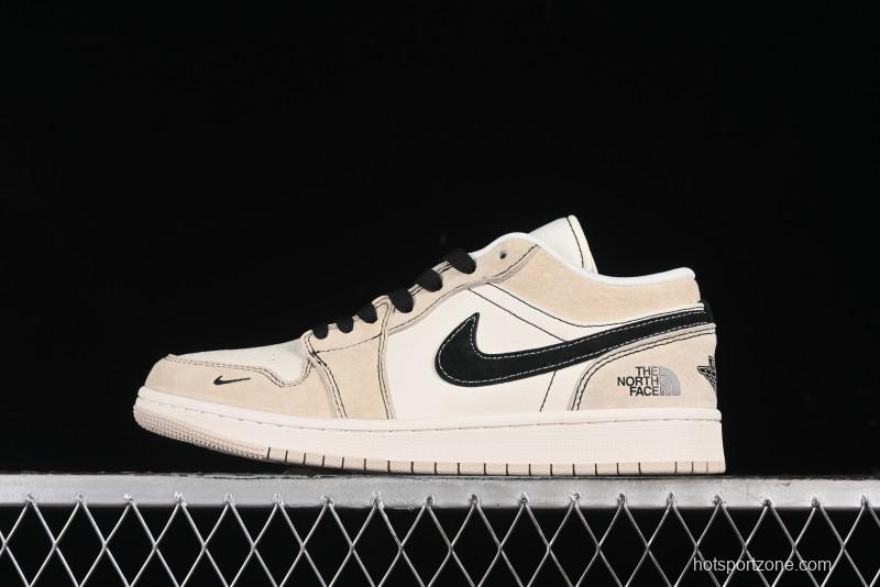 Nike Air Jordan 1 Low AJ1 The North Face Collaboration - Beige Coffee Retro Basketball Shoes - SJ9950-028