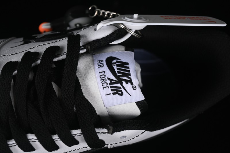 Nike Air Force 1 '07 Low Casual Sneakers with Black and White Hand-Drawn Anime Design - CT2585-100