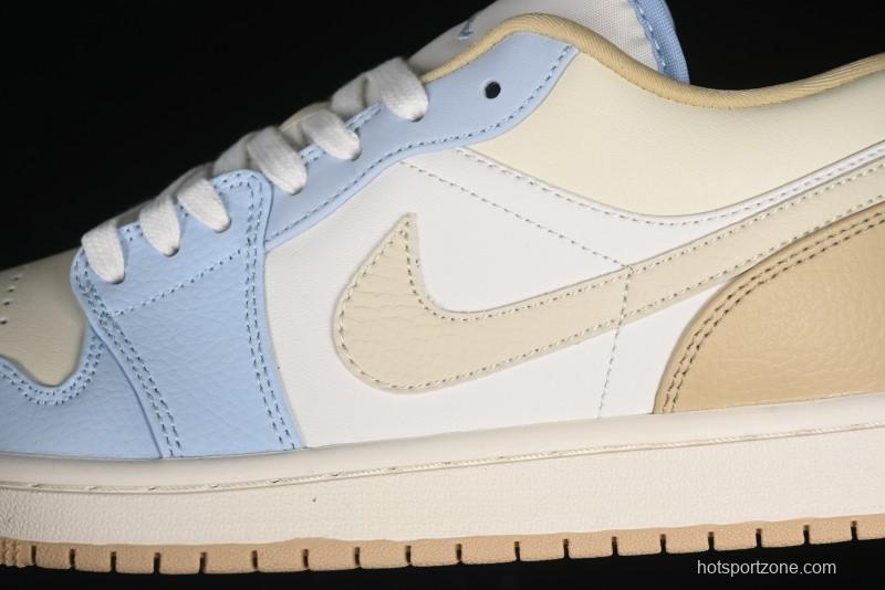 Nike Air Jordan 1 Low OG AJ1 Retro Basketball Shoes in White and Brown - HQ4186-111