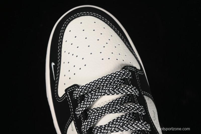 Nike SB Dunk Low x AMBUSH x Stussy Collaboration - Black Stitch Anniversary Custom Low-Top Casual Sneakers - XX2025-358