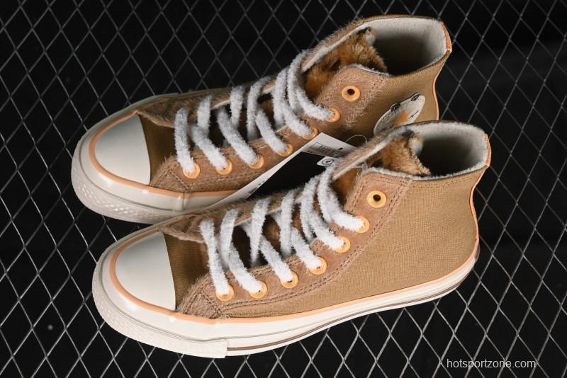 Converse Zoo Happy Pets Series High-Top Plush Lined Casual Sneakers for Autumn Winter - A12766C