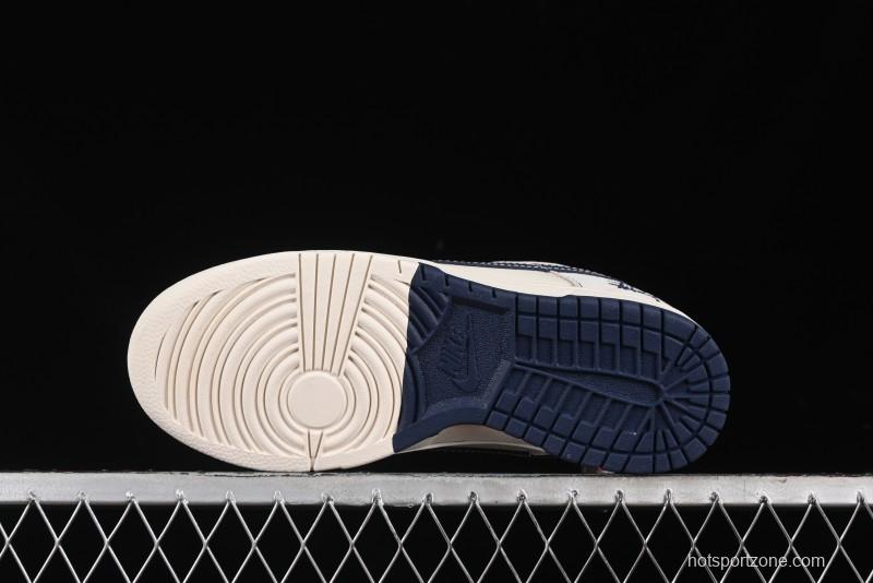 Nike SB Dunk Low Stussy Collaboration - Patchwork Grey White Dark Blue Swoosh Anniversary Custom Low-Top Casual Skate Shoes - MM1089-025