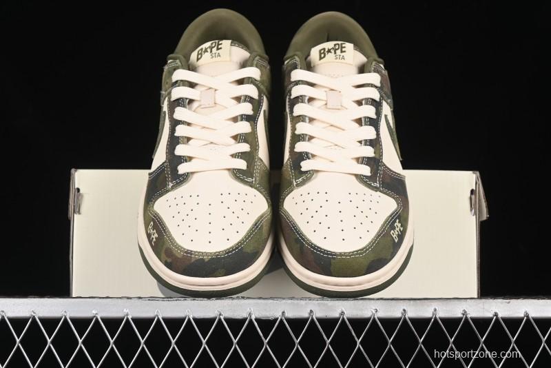 Nike SB Dunk Low Bape Collaboration - Jungle Camouflage Anniversary Custom Low-Top Casual Skate Shoes - CH6336-230