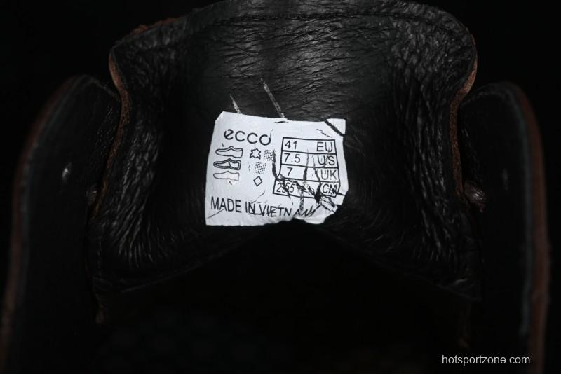 ECCO Block Derby Round Toe Genuine Leather Brogue Dress Shoes - 63667201002