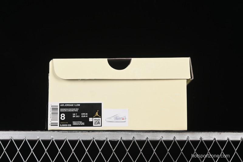 Nike Air Jordan 1 Low Supreme Collaboration - Dual-Tone Beige/Grey Retro Basketball Shoes - SJ9950-030