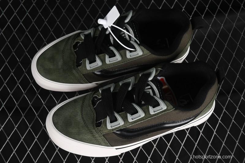 Vans Knu Skool DR White Black Green Chunky Sneakers - VN000CZU50K