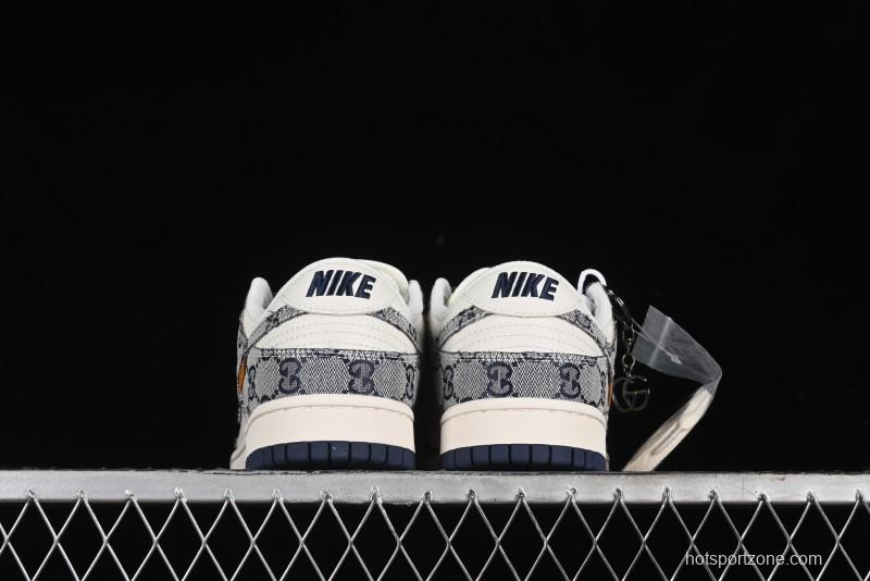 Nike SB Dunk Low Gucci Collaboration - Dark Blue Anniversary High-End Custom Low-Top Casual Skate Shoes - BB9676-313