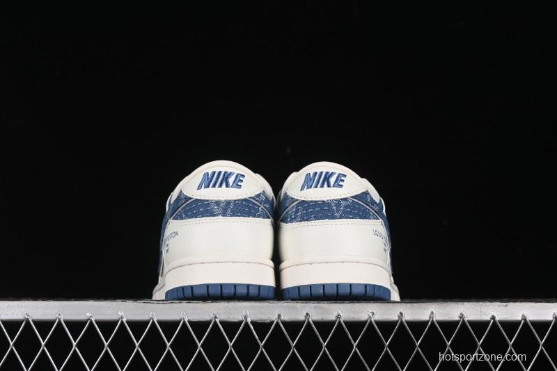 Nike SB Dunk Low LV Collaboration - Light Blue Denim Hook Anniversary High-End Custom Low-Top Casual Skate Shoes - JH8310-955