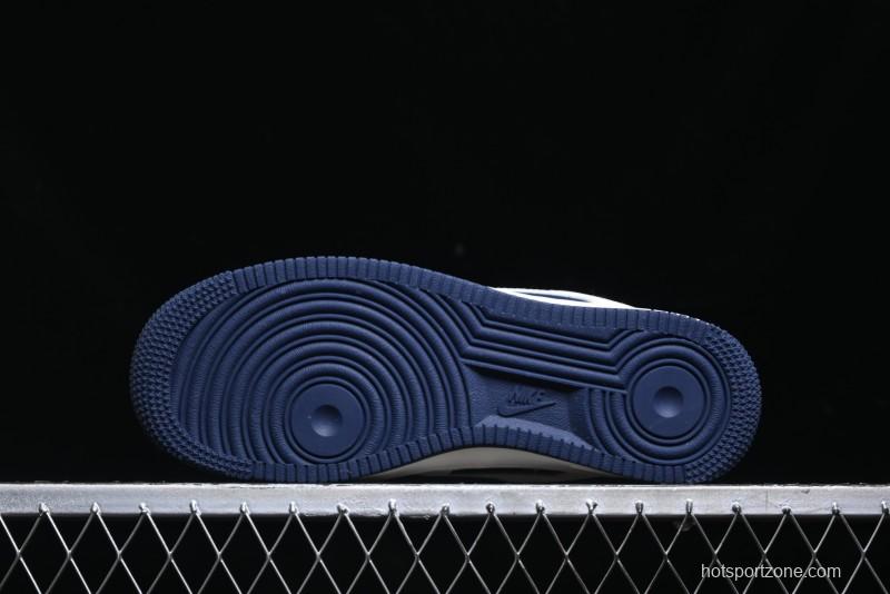Nike Air Force 1 '07 Low Burberry Collaboration - Off White Navy Blue Patchwork Low Top Casual Sneakers BB8588-222
