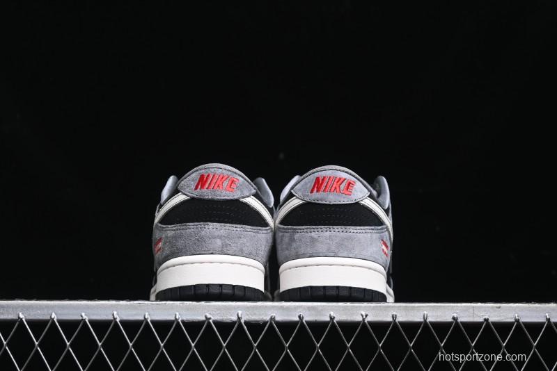 Nike SB Dunk Low Supreme Collaboration - Carbon Black Grey Pig Anniversary High-End Custom Low-Top Casual Skate Shoes - XX3186-206