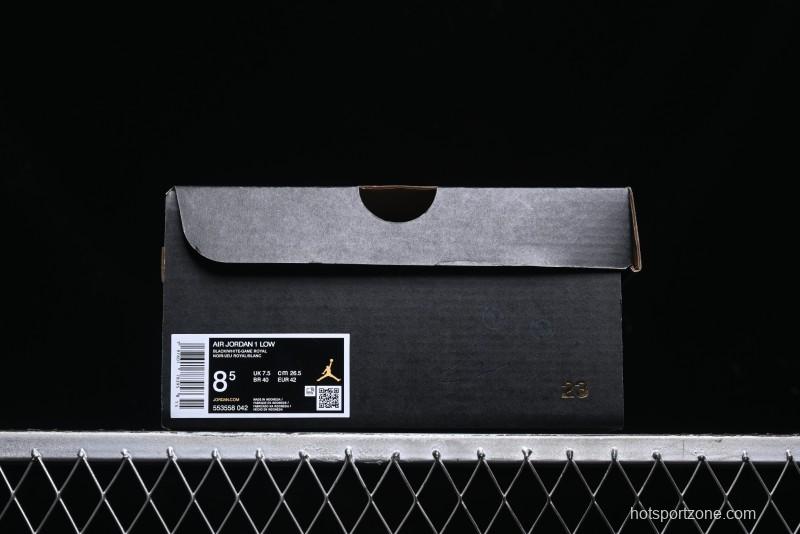 Nike Air Jordan 1 Low Retro Basketball Shoes Black Blue - 553558-042