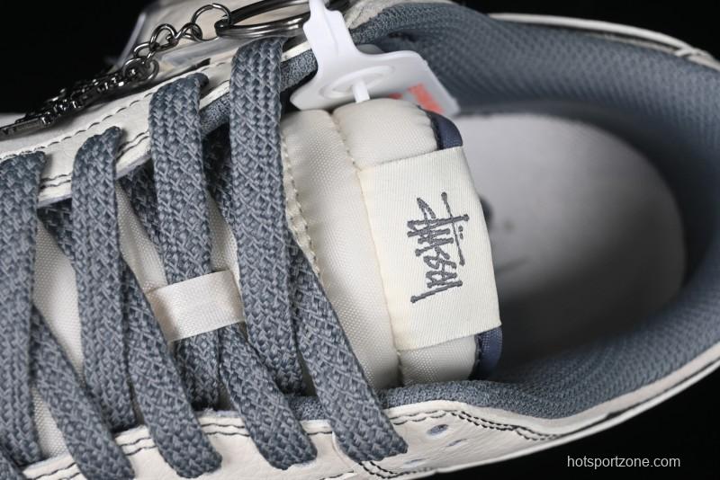 Nike SB Dunk Low Stussy Collaboration - Beige Grey Line Anniversary High-End Custom Low-Top Casual Sneakers - BB7518-007