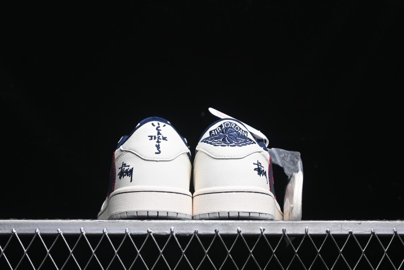 Nike Travis Scott x Fragment Design x Air Jordan 1 Low OG SP AJ1 Sneakers with Reverse Swoosh - SJ2068-134