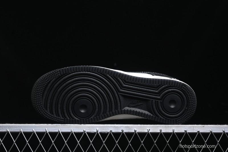 Nike Air Force 1 '07 Low Stussy Collaboration - Black White Mini Swoosh Low-Top Casual Sneakers - SJ6698-010