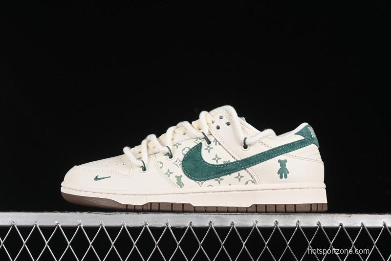 Nike SB Dunk Low Violent Bear Series - Strap Beige Green Check Anniversary High-End Custom Low-Top Casual Sneakers - SJ2068-292
