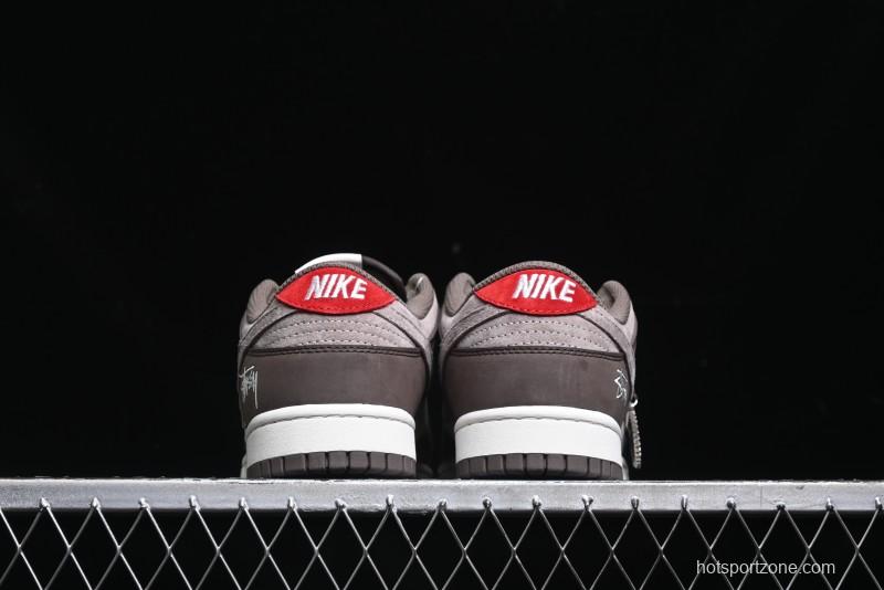Nike SB Dunk Low Stussy Collaboration - Beige Brown Swoosh Anniversary High-End Custom Low-Top Casual Skate Shoes - SF1029-408