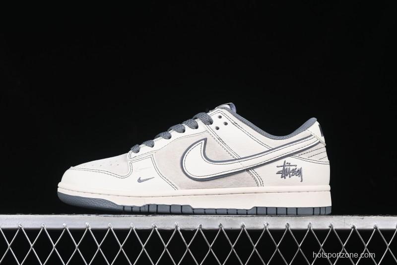 Nike SB Dunk Low Stussy Collaboration - Beige Grey Line Anniversary High-End Custom Low-Top Casual Sneakers - BB7518-007