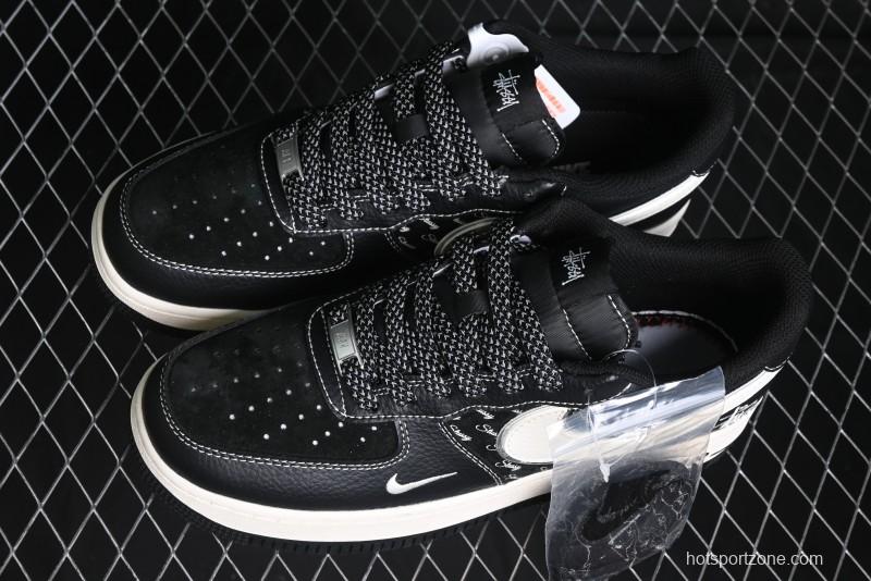 Nike Air Force 1 '07 Low Stussy Collaboration - All Black Low-Top Casual Sneakers - XZ6188-311