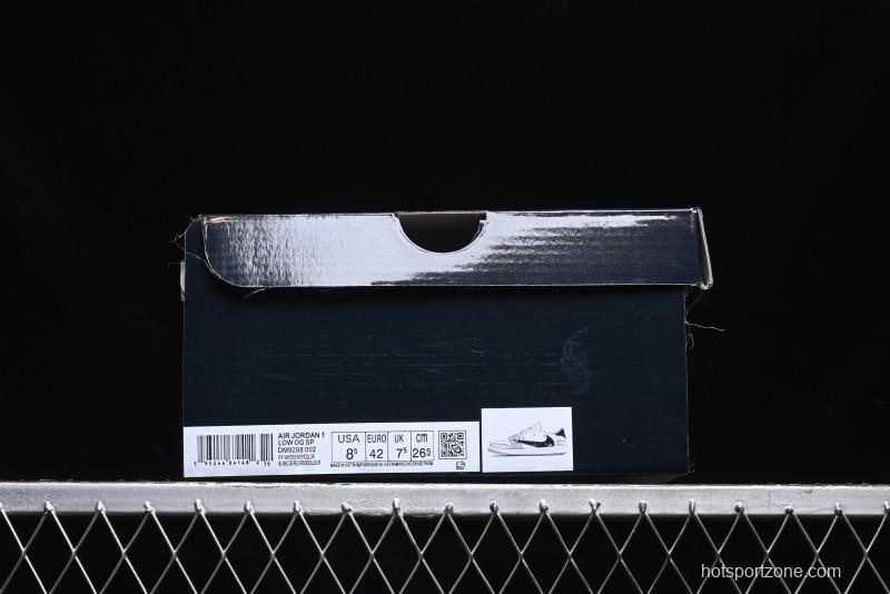 Nike Travis Scott x Fragment Design x Air Jordan 1 Low OG SP AJ1 Dior Collaboration - Splatter Lace-Up Low-Top Casual Sneakers DM9288-002